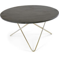 O Table Sofabord Ø80 cm Messing/Rustikk Skifer