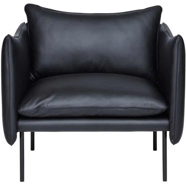 Tiki Lænestol L W:86 cm Sorte Ben / Læder Elmosoft Sort
