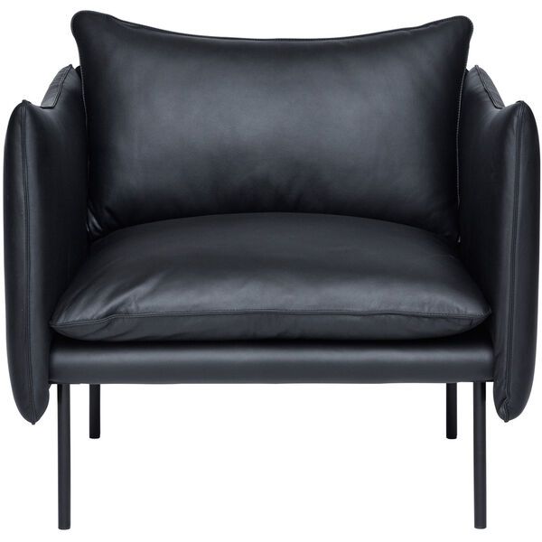Tiki Fåtölj L W:86 cm Svarta Ben / Skinn Elmosoft Svart