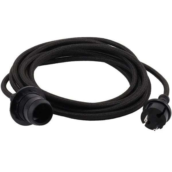 Kabelsett Tekstil E27 Outdoor Sort