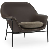 Drape Lounge Chair Low Grey Steel Lænestol Skum Fremstillet af læder Fremstillet af læder Ramme i sort stål Brun