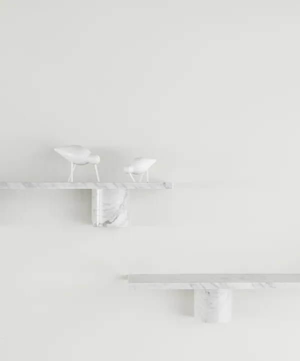 Sten Væghylde 80 cm Hvid Marmor