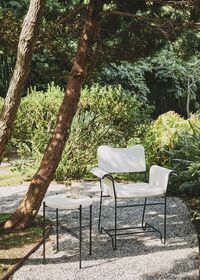 TS Outdoor Sidobord Ø40x51 cm Svart/Vit Travertin