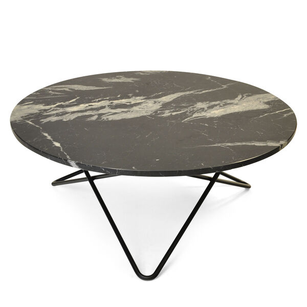 Large O Table Sofabord Ø100 cm Sort/Sort Marmor