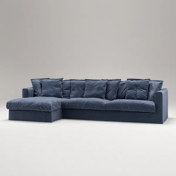 Le Grand Air 3-Seter Sofa Bomull Divan Venstre Mørkeblå