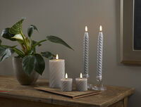Flamme Swirl LED Bloklys 15 cm Gråt