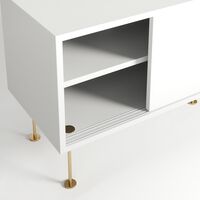 Vogue Mediebænk med Ben 136 cm Hvid / Messing