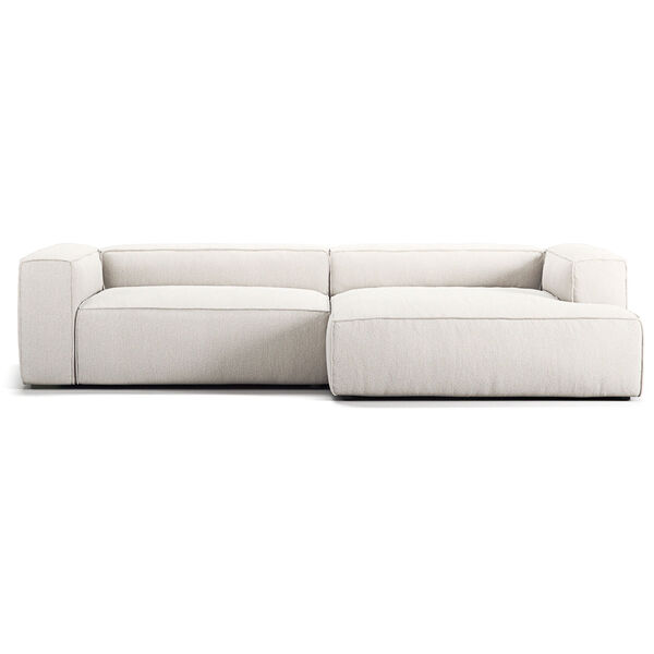 Grand 3-Sitssoffa schäslong Höger Bouclétyg Steam White