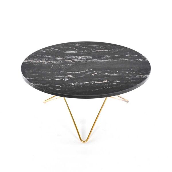 O Table Soffbord Ø80 cm Mässing/Svart marmor