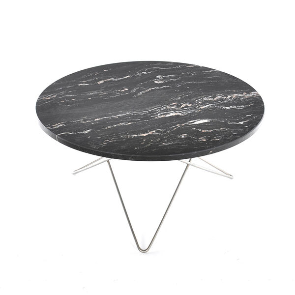 O Table Soffbord Ø80 cm Stål/Svart Marmor