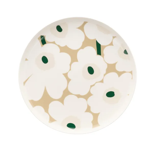 Oiva/Unikko Tallrik Ø25 cm Mörkgrön / Light Sand