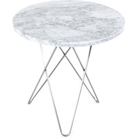 Tall Mini O Table Sidobord Ø50 cm Stål/Vit marmor