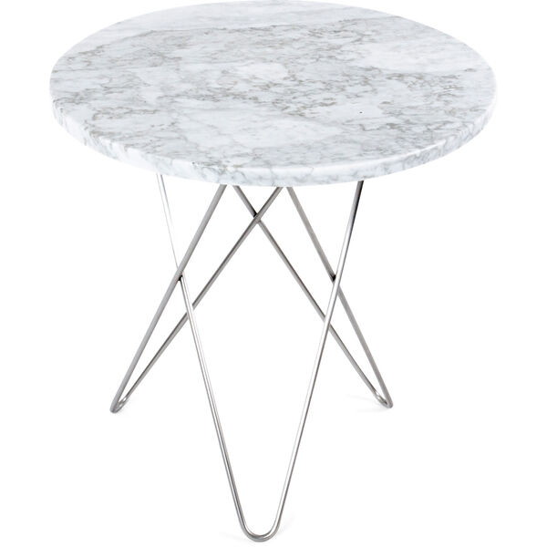 Tall Mini O Table Sidebord Ø50 cm Stål/Hvit Marmor