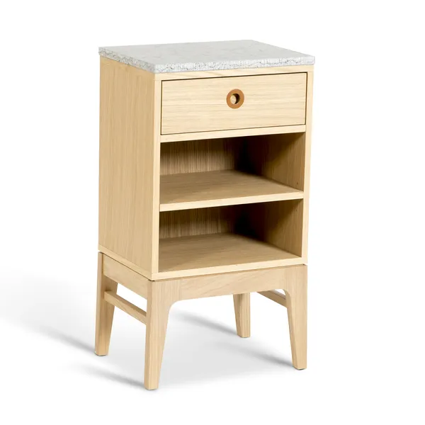 Höllviken Bedside Table Short Legs White Pigmented Oak