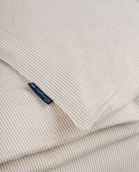Striped Lyocell/Flannel Sengesett 220x220 + 50x60x2 Beige