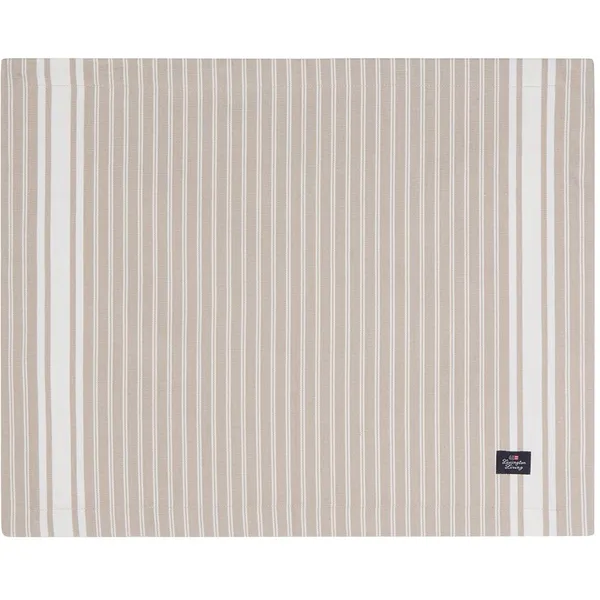 Icons Striped Organic Cotton Oxford Tabletti Beige / Valkoinen