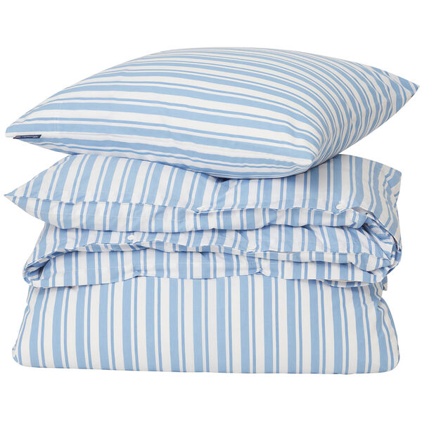 Striped Cotton Poplin Bäddset 220x220 + 50x60x2 cm Blå