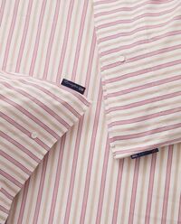 Dobby Striped Cotton Poplin Sengesett Hvit / Beige / Rød 220x220 cm