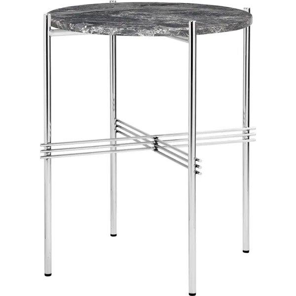 TS Sidebord 40 cm Polert Stål / Grå Emperadormarmor