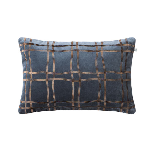 Tattersall Tyynynpäällinen 40x60 cm Sea Blue / Konjakinruskea