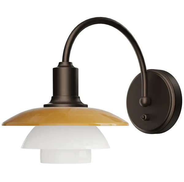PH 2/2 Væglampe Med Kontakt Centenary Edition Amber / Opal White