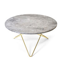 O Table Soffbord Ø80 cm Mässing/Grå marmor