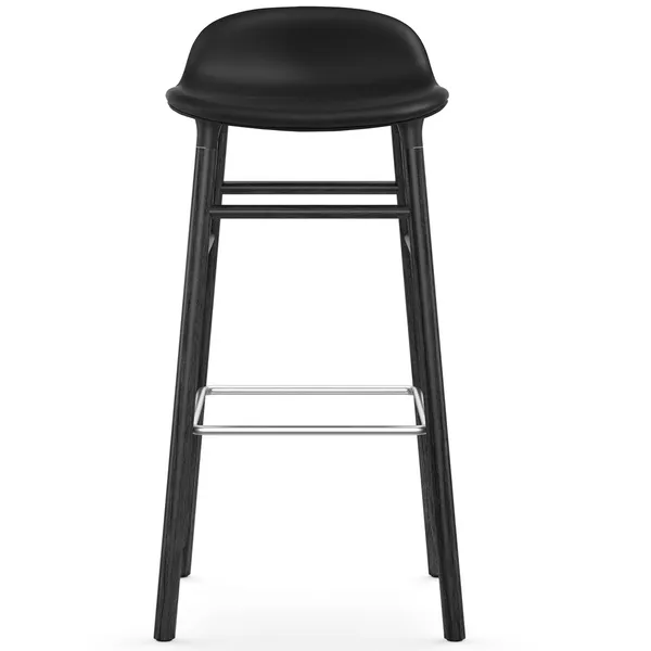 Form Barstol 75 cm Sort Læder / Sort Eg