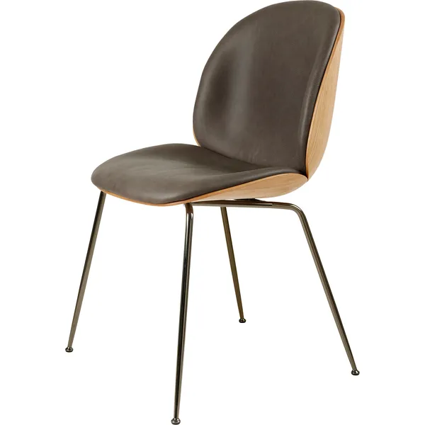 Beetle 3D Veneer Stol Eik/Chrome Soft Leather Grey