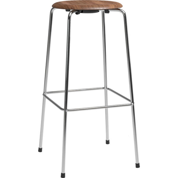 High Dot™ Barstol med 4 Ben 76 cm Krom / Valnøddefiner