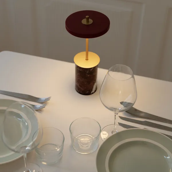 Asteria Move Mini Bordslampa Portabel Röd Marmor