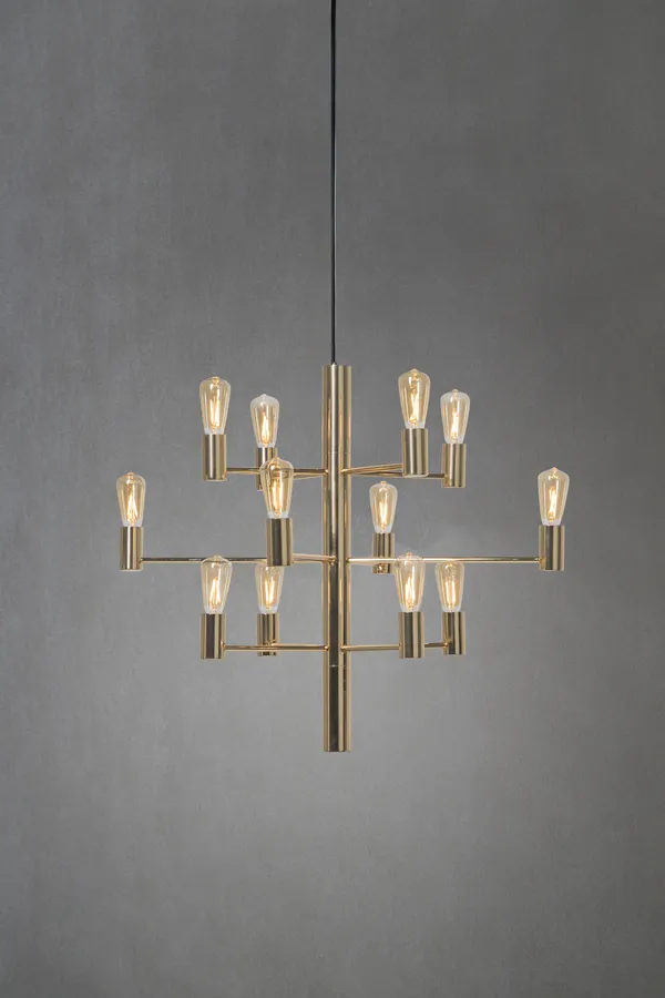 Manola 12 Lysekrone Dimmebar LED Satin Brass