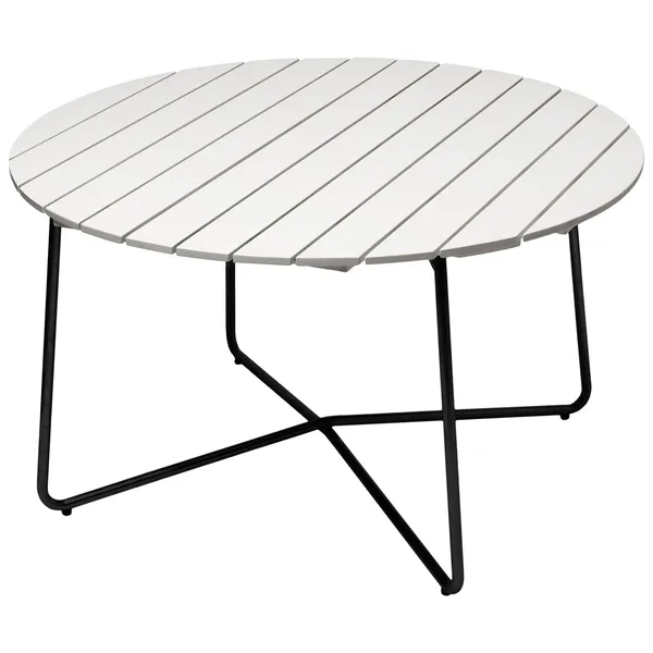 9A Bord Ø120 cm White lacquered Eik / Sort