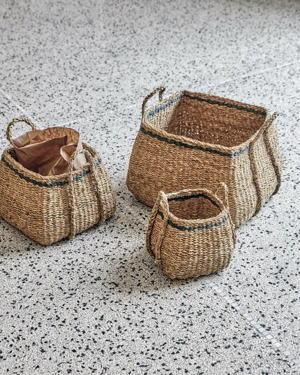 Laine Oppbevaringskurv 3-pk Sort/Naturfarget