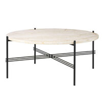 TS Sofabord 80 cm Sort / Neutral hvid Travertin