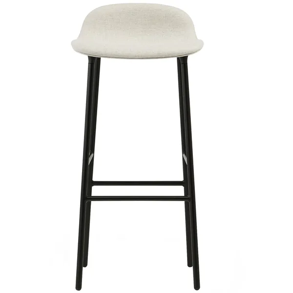 Form Barstol 75 cm Hvid Læder / Sort Stål