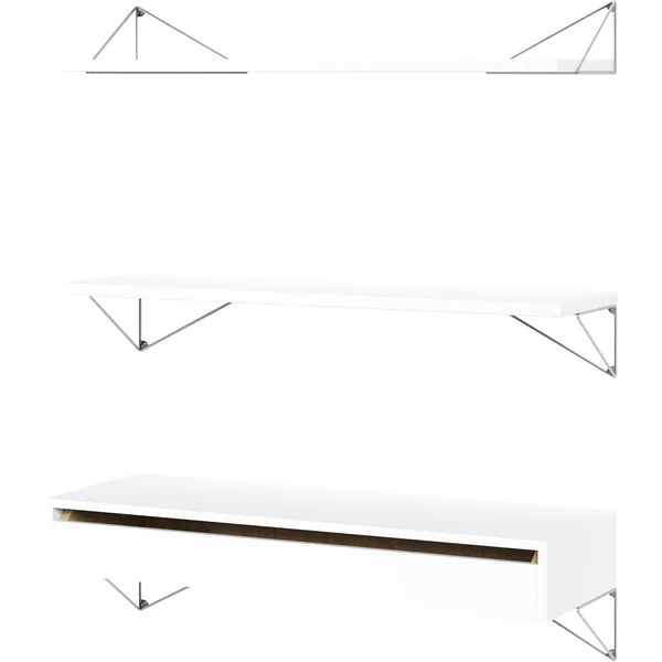 Pythagoras Hyllysarja Laatikolla L Valkoinen / Chrome