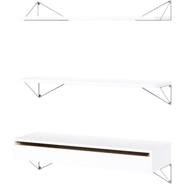 Pythagoras Hyllysarja Laatikolla L Valkoinen / Chrome