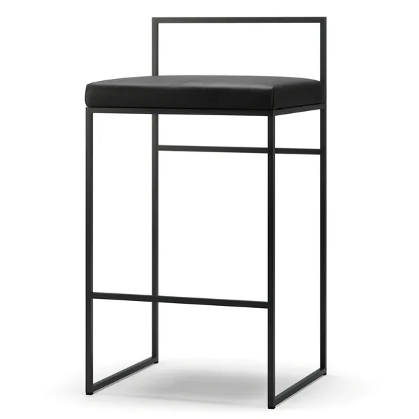 Barstol med Rygstøtte 80 cm Sort / Sort Læder