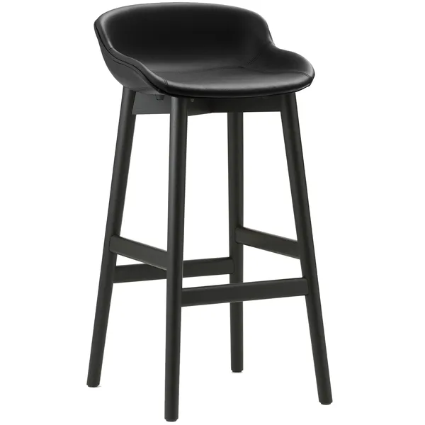 Hyg Barstol 75 cm Sort Læder / Sort Egetræ
