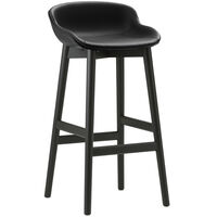 Hyg Barstol 75 cm Sort Læder / Sort Egetræ