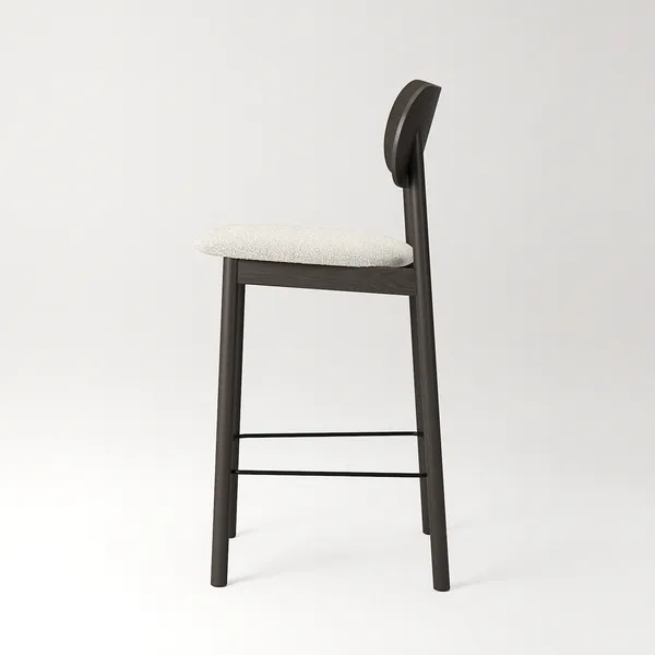 Elephant Barstol Mörk Ek / Vit Bouclé