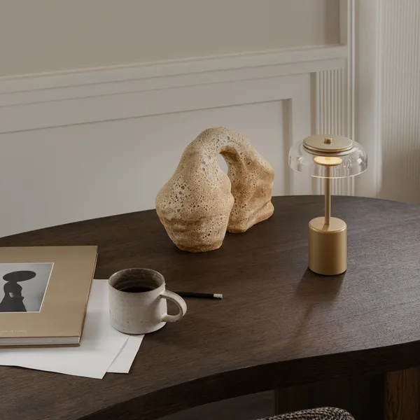 Blossi Mini Bordlampe Bærbar Nordic Gold / Klar