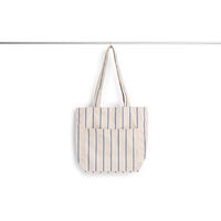 Outdoor Market Tote Bag Medium Beige With Blue Stripe