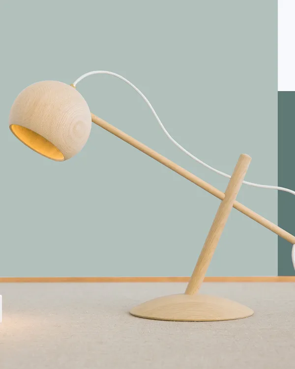 Lune Bordlampe Hvitoljet Eik
