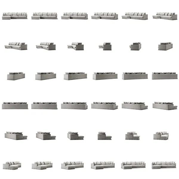 Stopning Til Le Grand Air 3-seter Sofa Lin Divan Venstre Ash Stripe