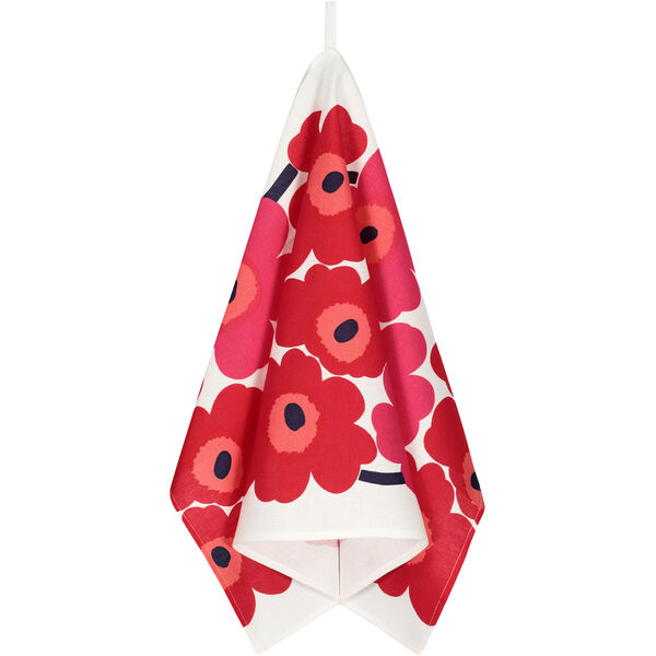 Unikko Viskestykke 47x70 cm 2-pak Hvidt / Rødt