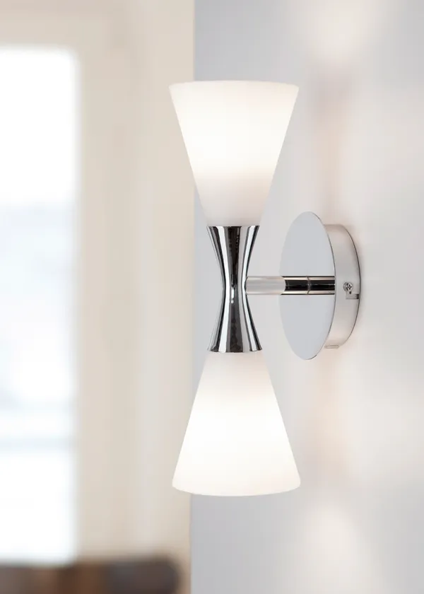 Harlekin Duo Vägglampa Krom/Vit