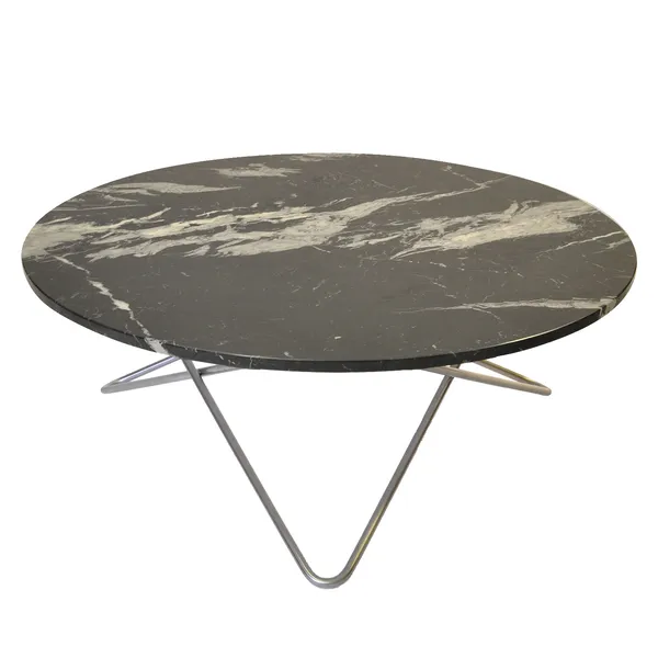 Large O Table Soffbord Ø100 cm Stål/Svart marmor