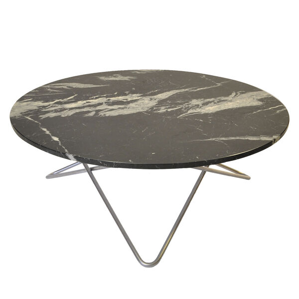 Large O Sofabord Ø100 cm Stål/Sort Marmor