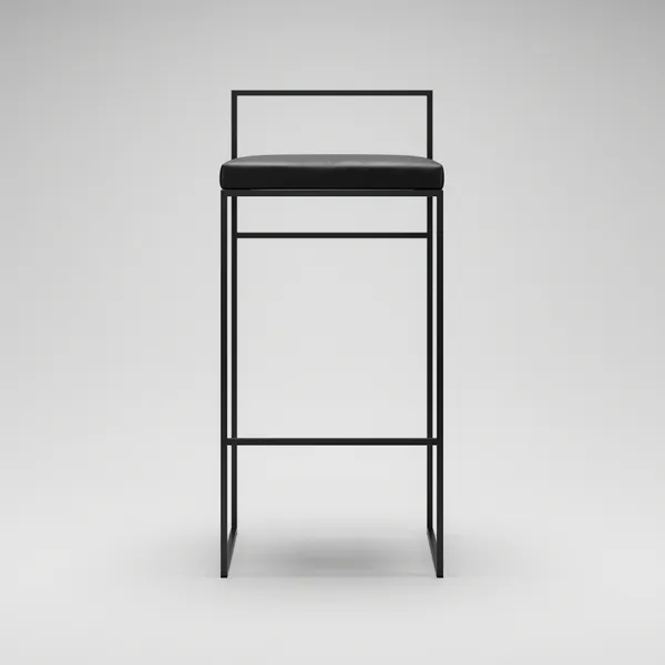 Barstol med Rygstøtte 90 cm Sort / Sort Læder